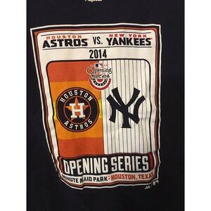 Majestic Opening Day Houston Astros vs NY Yankees Youth Sz‎ L 14-16 Blue T-Shirt
